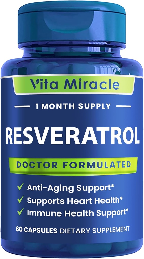 Resveratrol Supplement 1200mg High Potency - Organic Trans Resveratrol med förbättrad absorption för cellulära och kognitiva hälsotillskott - Icke GMO Jämför Denna 1200 mg till andra 500 mg eller 1000 mg