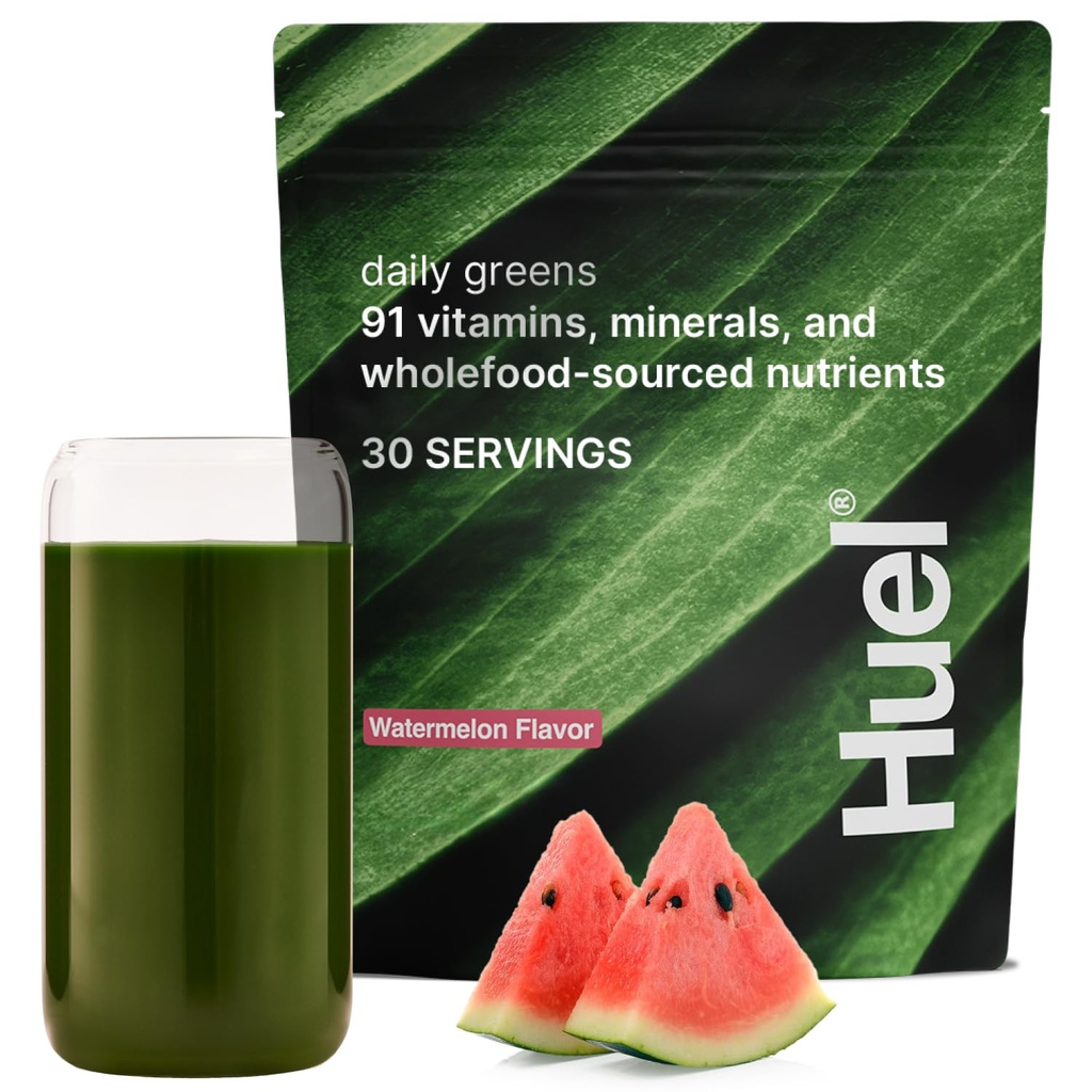 Huel Daily Greens Vesimeloni Superfood Greens Powder ... 91 vitamiinia, kivennäisaineita ja kokonaisruokaa sisältävät ainesosat...