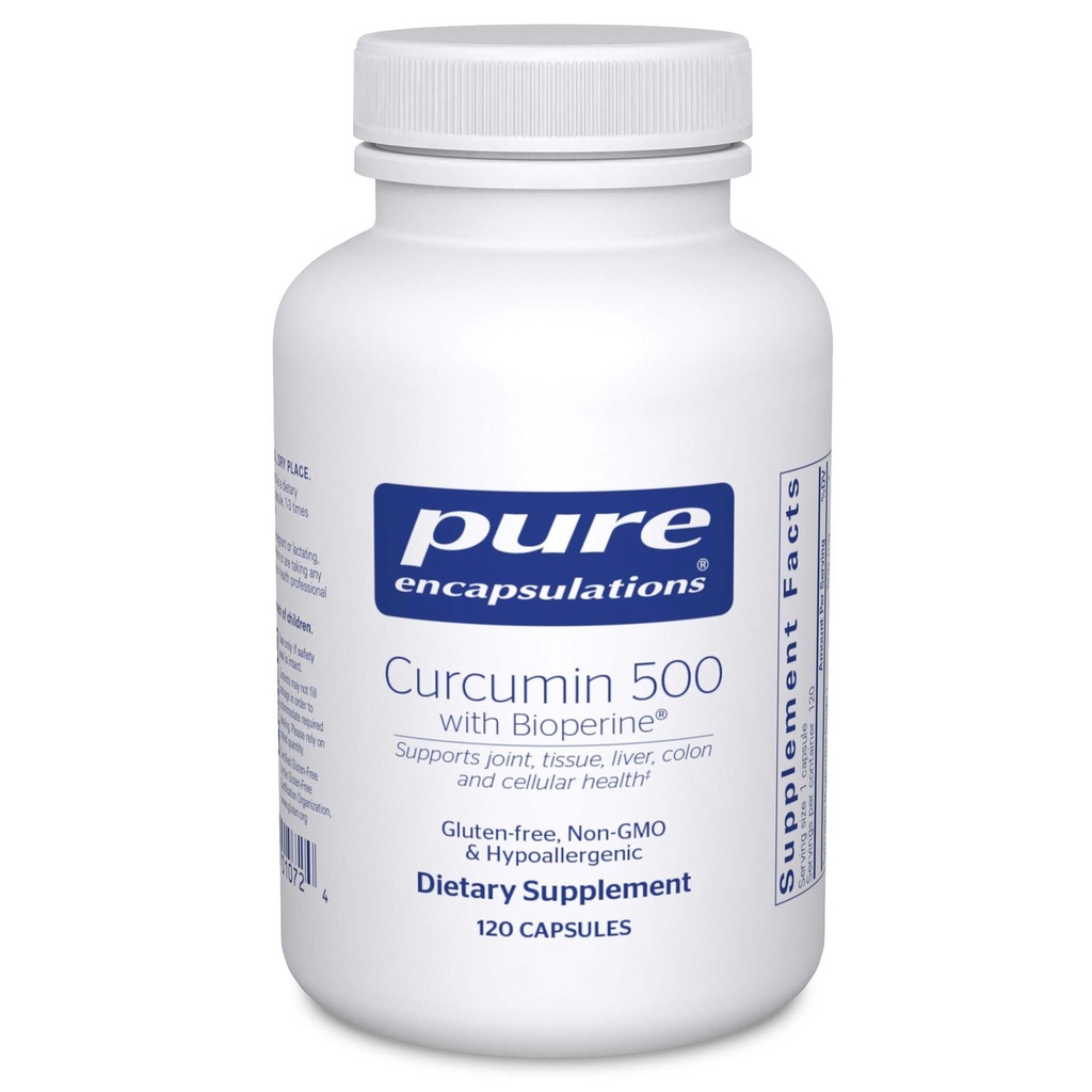 Puhdas kapselaatio Curcumiini 500: lla Bioperine - antioksidantti täydentää tukea nivelet, kudos, maksa, Colon & Cellular Health* - Turmeerinen Curcumin & Bioperine - 120 kapselia