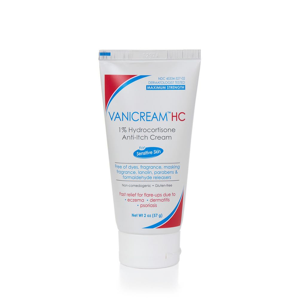 Vanicream 1% Hydrokortison Anti-Itch Cream - 2 oz - Maximal OTC-styrka Formel för känslig hud