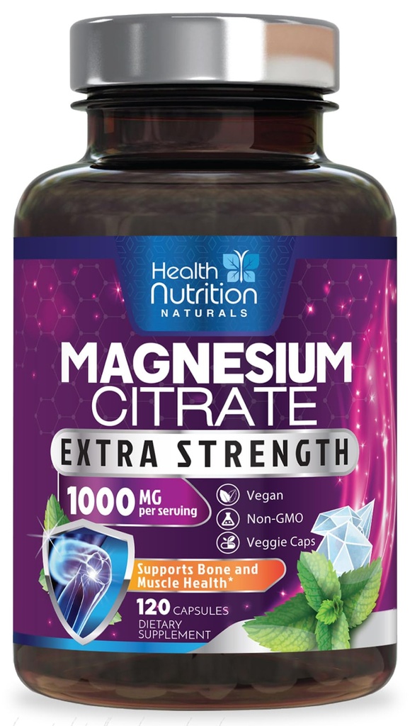 Magnesiumsilikaattikapselit 1000 mg - Max Imeytyminen Magnesium Powder for Muscle, Hermo, Bone and Heart Health Support, High Imeytyminen Citrate Complex, Gluteeniton, non-GMO - 120 kapselia