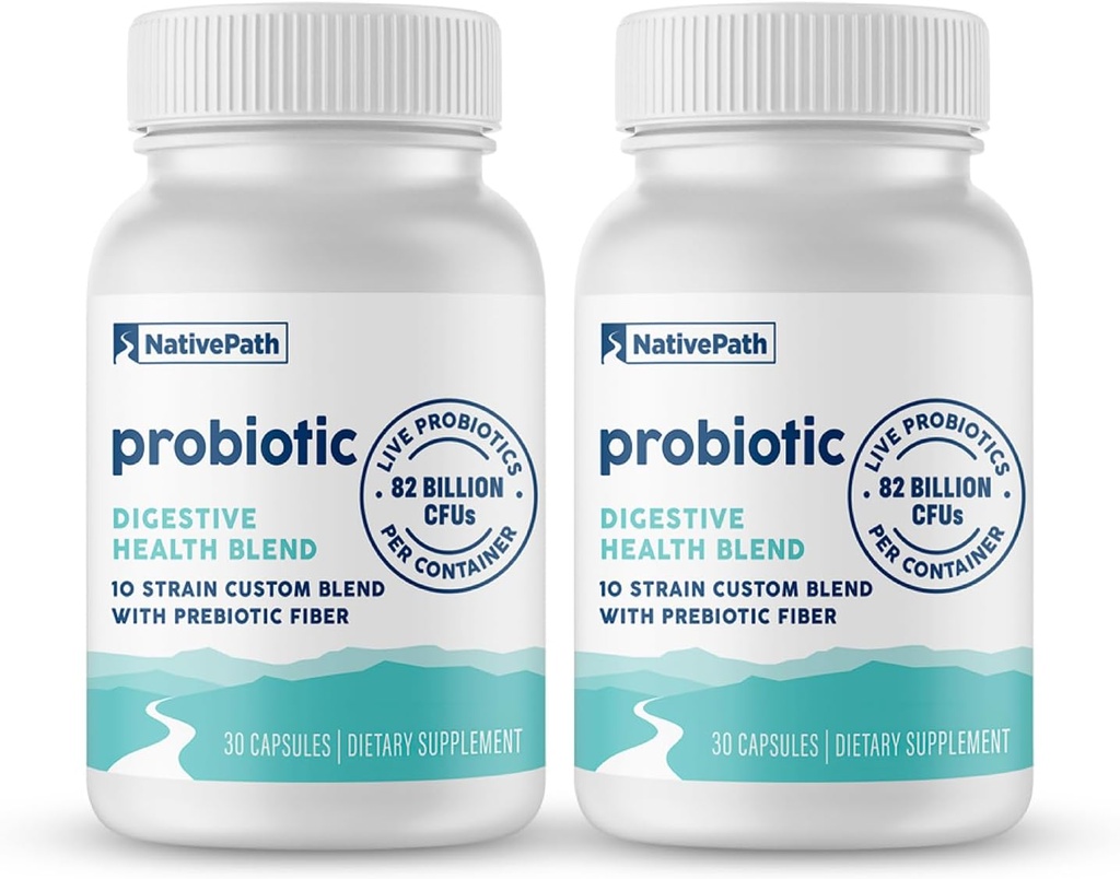 NativePath Daily Probiootti, 10-Strain Custom Blend Probiootit täydentää miesten ja naisten 82 miljardia PMY - 60 Count