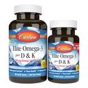 Carlson - Elite Omega-3 Plus D & K, 700 mg Omega-3s + D3 & K2, Function, Bone Health & Immuuni Support, Lemon, 60+30 Softgel
