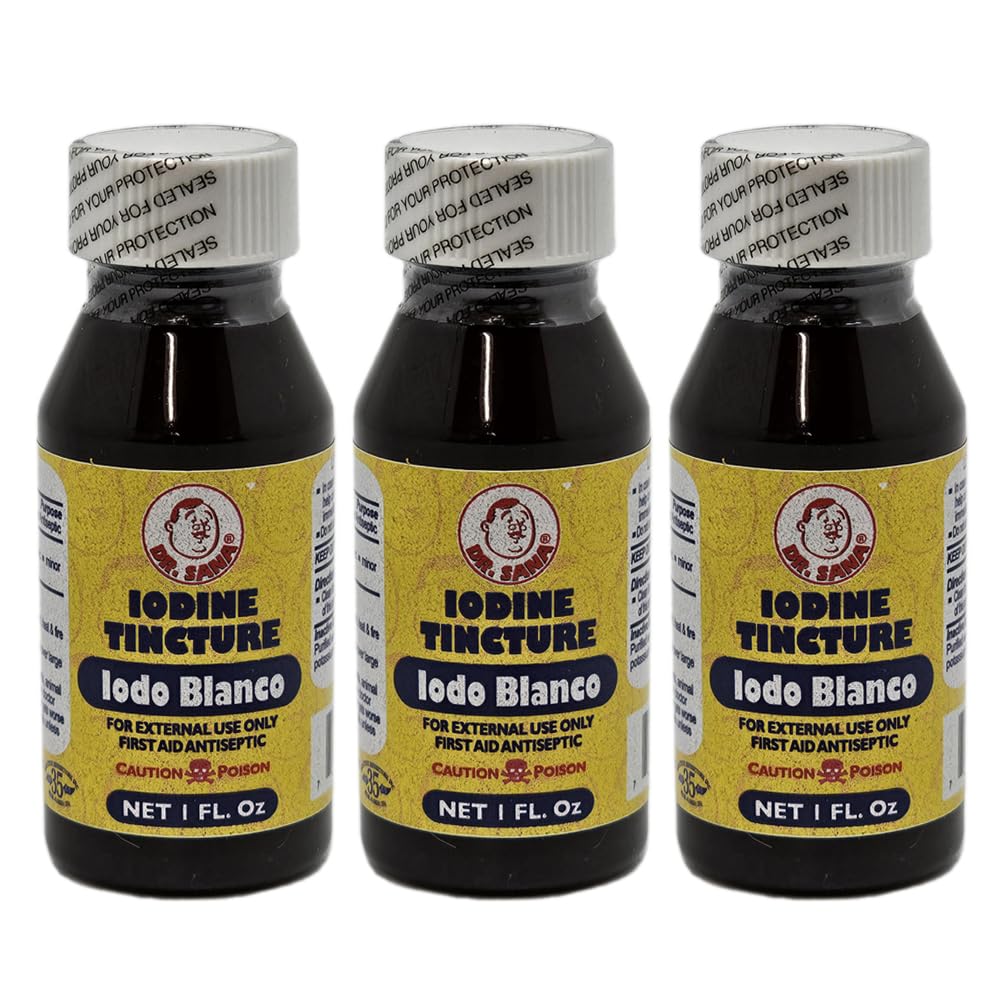 Väritön Jodi Tincture. First Aid Antiseptic for Minor Scrapes, Cuts, Bruises and Burns. 1 fl.oz. 3 kpl pakkaus