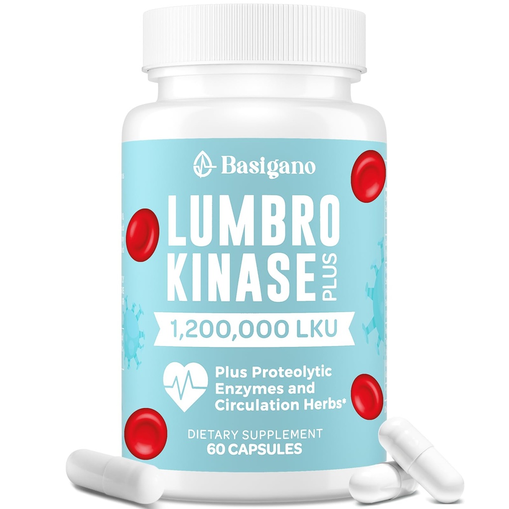 Lumbrokinaasi Supplement, 1,2 miljoonaa LKU - 120 mg kapselit, Potent Nattokinaasi Vaihtoehto proteolyyttisten entsyymien ja rohdosseosten kanssa