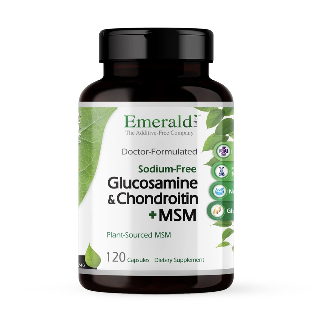 Emerald Labs Glukosamiini & Chondroitin with MSM - Bone Health & Joint Health Supplement - Gluteeniton - 120 kapselia (30 päivän toimitus)