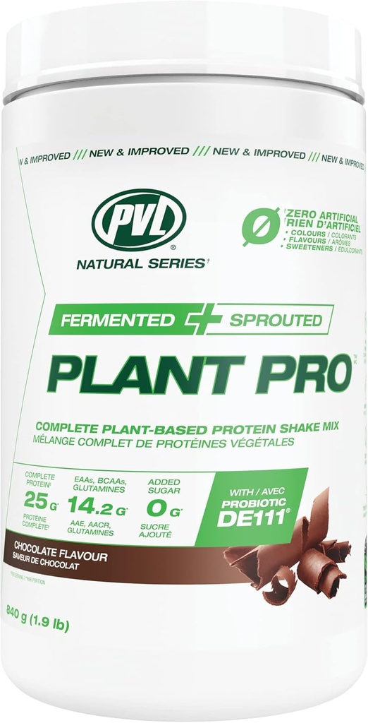 PVL Plant Pro, High Protein Plant-Based Protein Shake Mix med extra enzymer, Natural Chocolate, 840 Gram