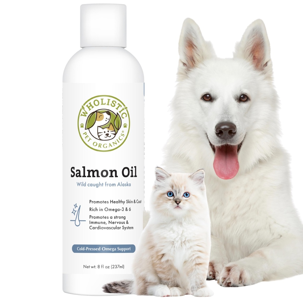 Wholistic Pet Organics laxolja: Deep Sea Wild Alaskan laxolja för hundar och katter - Natural Omega 3 Dog Fish Oil Supplement med EPA och DHA för hud, rock, hjärta och nervsystem hälsa