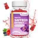 Saffron Gummies, 10 in 1 Saffron lisäravinteet Gummies magnesium, Ashwagandha & Rhodiola Rosea, sokeriton vegaaninen sekoitettu Berry Flavor - 60Ct