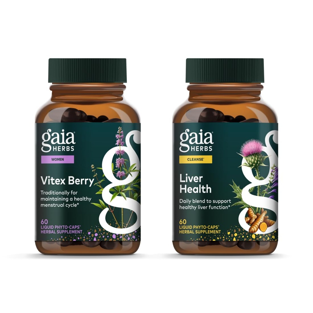 Gaia Yrtit Vitex Berry (Chaste Tree) - Tukee Hormoni Balance & hedelmällisyyttä naisille - 60 Vegan Caps & Liver Health - Liver Supplement maito Thistle, lakritsi juuri maksalle ja Cleanse tuki -