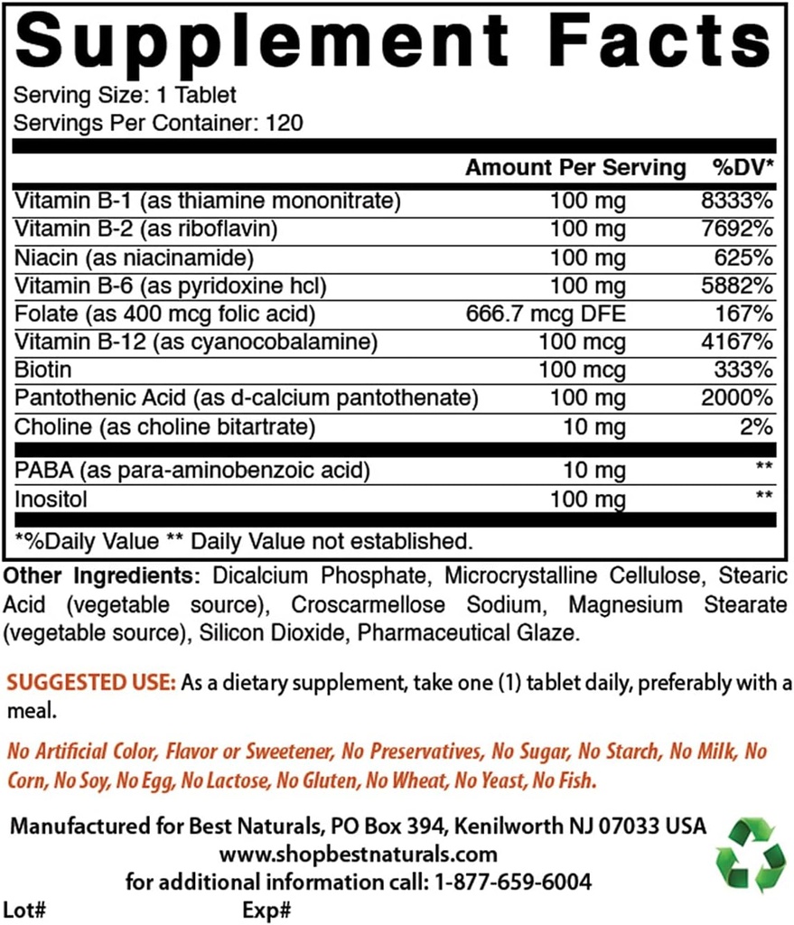 Best Naturals B-100 Complex & K2 D3 180 tablettia