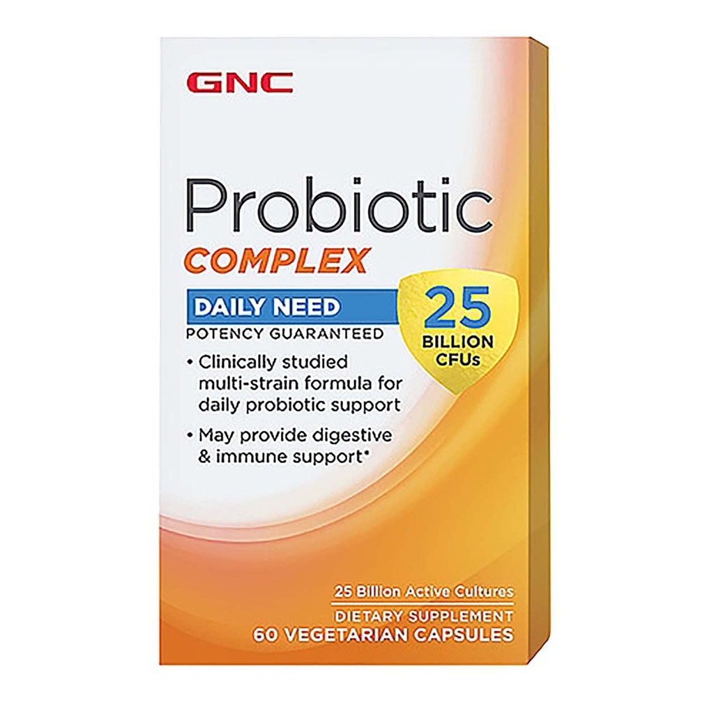 GNC Probiotic Complex - 25 miljardia PMY, 60 kapselia, Päivittäinen probiootti tuki