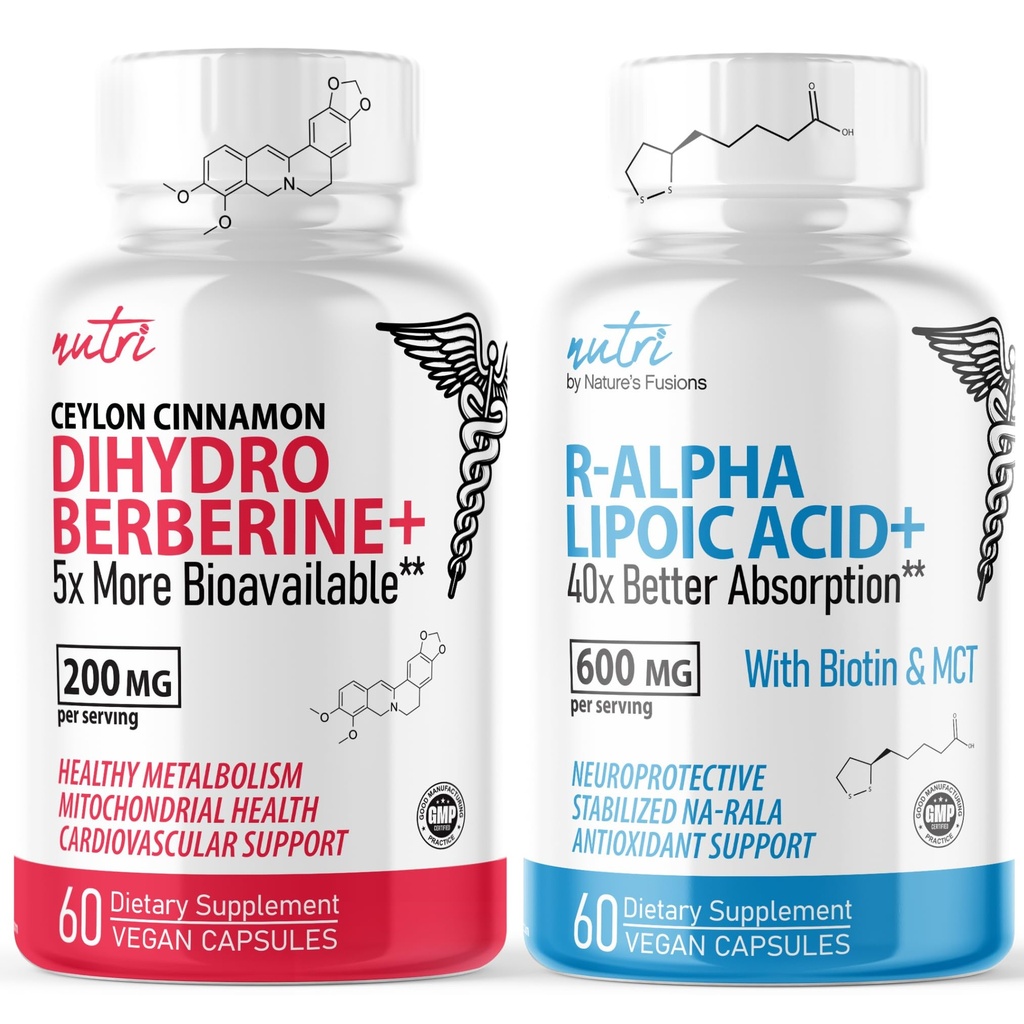 Nature's Fusions Dihydroberine 200mg (60 kapselia) - R Alpha Lipoic Acid 600mg (60 kapselia) Bundle