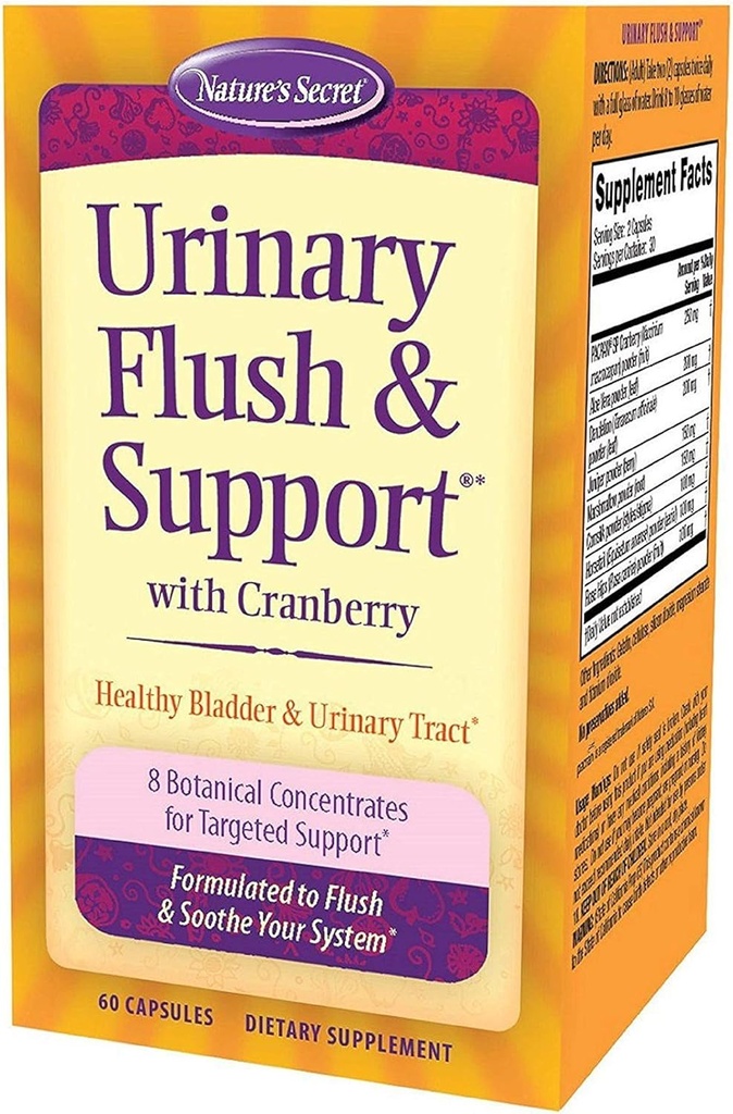 Nature's Secret virtsan huuhtelu & tuki karpalo edistää tervettä virtsarakon ja virtsan tract - 8 kasvitieteellinen konsentraatti sekoittuu flush & rauhoittaa - terve eliminaatio & detoxification - 60 kapselia