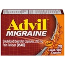Advil Migreeni Päänsärky Relief, Ibuprofeeni Kapselit Ibuprofeeni 200 mg Migreeni Relief, Pahoinvointi Relief ja kevyt Herkkyys Relief - 20 nestemäistä täytettyä kapselia
