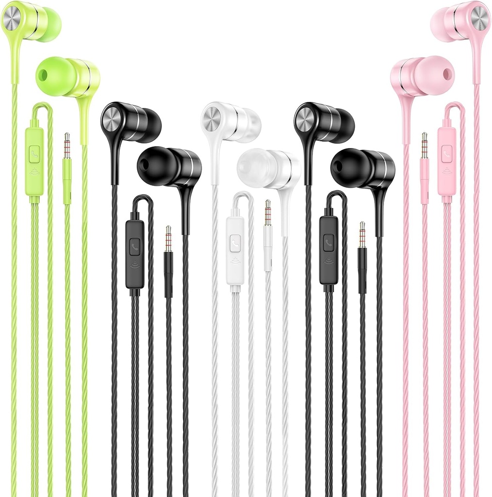 Langalliset kuulokkeet, joissa on mikrofoni 5 pakkaus, kuulokkeet, joissa on heavy basso, korkea äänenlaatu kuulokkeet Yhteensopiva iPad, kannettava tietokone, MP3, Android älypuhelimet, sopii kaikki 3,5mm Jack laite