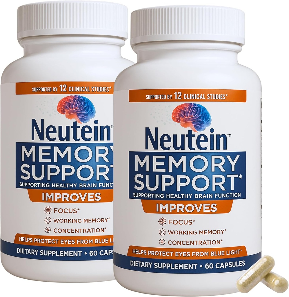 Luonnollinen aivojen Booster muistin, & Aivojen terveys - Extra Strength Plant-Based Cognitive Support Supplement for Aikuinen & Seniors, Made in USA (2 Pack, 120 kapselia)