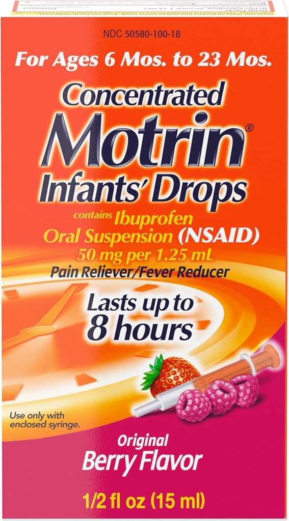 Spädbarns Motrin Concentrated Drops, Fever Reducer, Ibuprofen, Berry Flavored.5 Oz