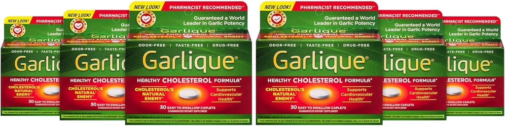 Garlique Terve Kolesteroli Formula 5000 mikrog Allicin, 60 Enteric päällystetty Caplets (Pack of 6)