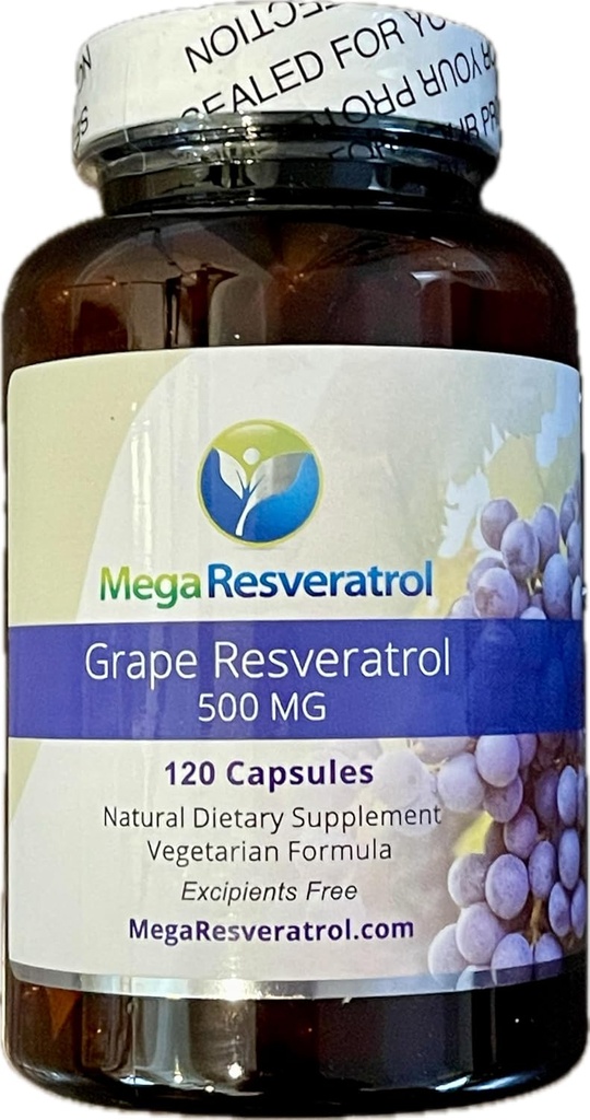 Mega Resveratrol Red Grape Skin, Piceid Resveratrol, Water-Soluble/High Absorption/Boosts Nitric Oxide. 500mg per kapsel. Purity certifierad. Inga giftiga ”inaktiva” ingredienser. Keto, Vegan, icke-GMO.