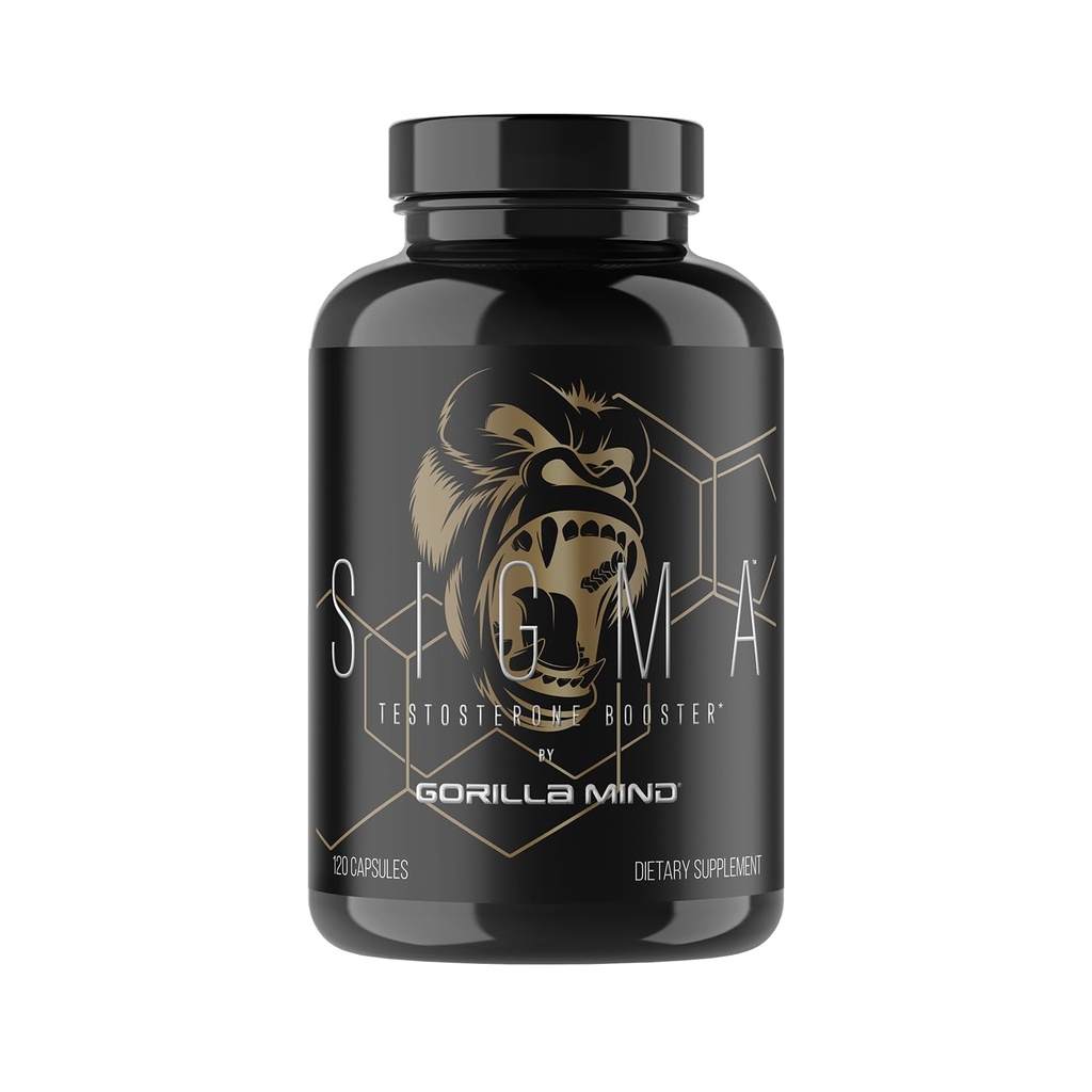 Gorilla Mind Sigma Testosteroni Booster - Valmistettu Tongkat Ali ja Fadogia Agrestis Extract tukemaan korkeampi testosteronitaso (120 kapselia)