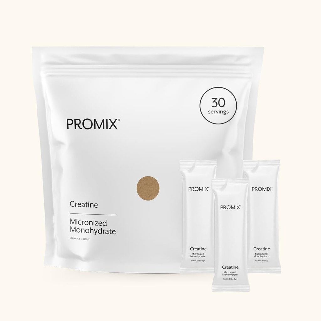 ProMix Nutrition Creatiini Monohydraatti Matkapakkaukset, 5 g mikronoitu puhdas Creatiini miesten ja naisten, tukee lihasten kasvua ja elpymistä, Vegan - 30 Tarjoilut