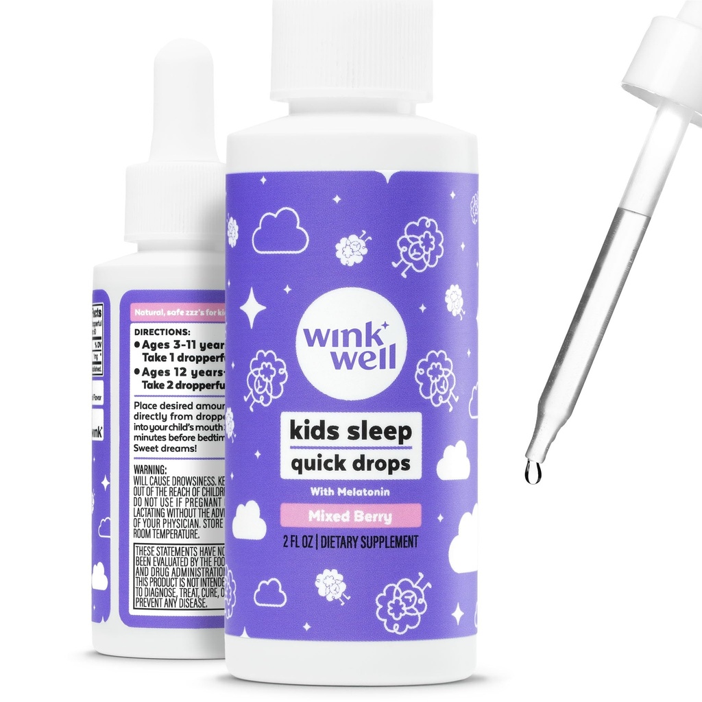 Wink Well Lapset Liquid Melatoniini drops- luonnollinen vauvan uni drops toddler unilääke 1 mg per tarjoilu-ei-addiktiivinen lasten neste melatoniini- 2 Oz