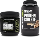 NutraBio Creatine Monohydrate, Unflavored, 150g och Whey Protein Isolate, Chocolate Peanut Butter, Supplement Bundle - Muscle Energy, Lean Muscle Growth, Recovery och Strength