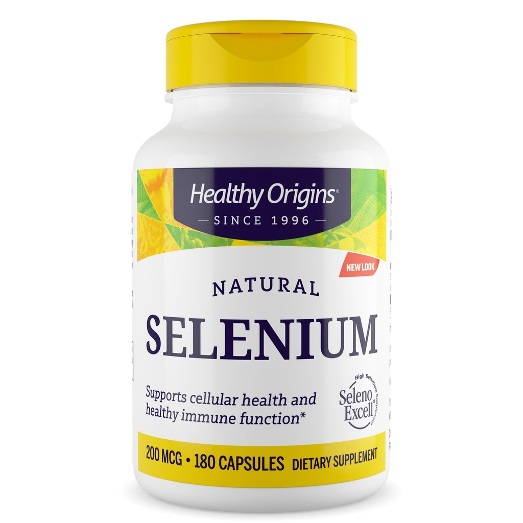 Hälsosamma ursprung Selenium 200 mcg, 180 kapslar - SelenoExcell High Bioavailability Organically Bound Fermented Selenium - Stöder Immunsystemfunktion, Thyroid Health & Healthy Cellular Support
