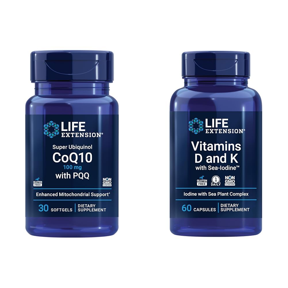 Life Extension Super Ubiquinol CoQ10 med PQQ, CoQ10, PQQ & Vitamins D och K med Sea-Iodine, vitamin D3, vitamin K1 och K2