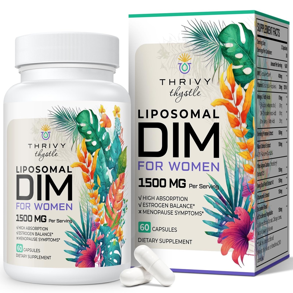 Liposomal DIM Supplement - 1500 mg naisten DIM täydentää - Estrogeeni täydentää sisältää E-vitamiinia, ilta Primrose, Musta Cohosh, Omega-3 rasvahapot
