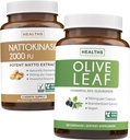 Nattokinase & Olive Leaf (6-månaders leverans) Flow & Wellness Mix - Nattokinase 2000 FU Kraftfull naturligt jäst sojabönor (6-månaders leverans) & Olivblad extrakt Super Styrka med 20% Oleuropein