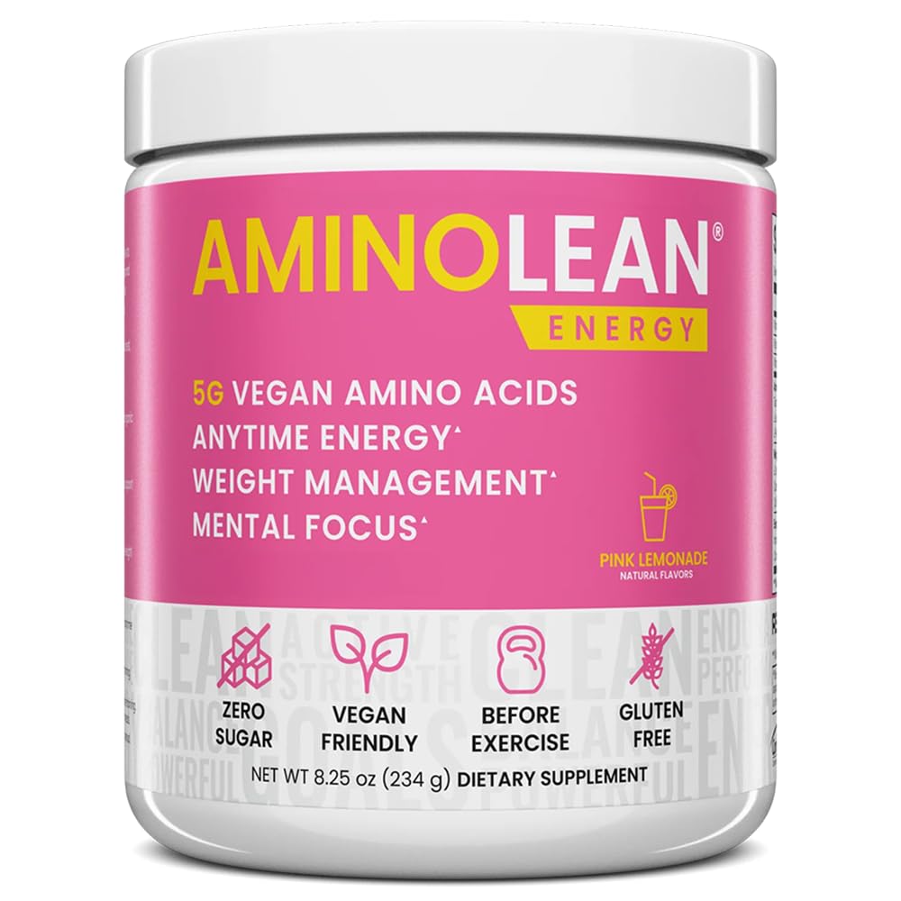 RSP NUTRITION AminoLean Pre Treenout Powder, Amino Energy & Weight Management Vegan BCAA Aminohapot, luonnon kofeiini, Preworkout Boost miehille & naisille, 30 Palv...