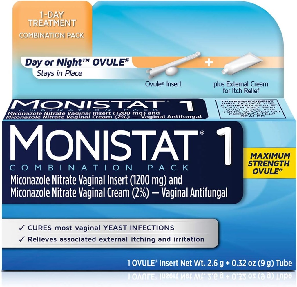MONISTAT 1- Dose Hiivatulehdus hoito, 1 Ovule lisää & ulkoinen kutina Cream