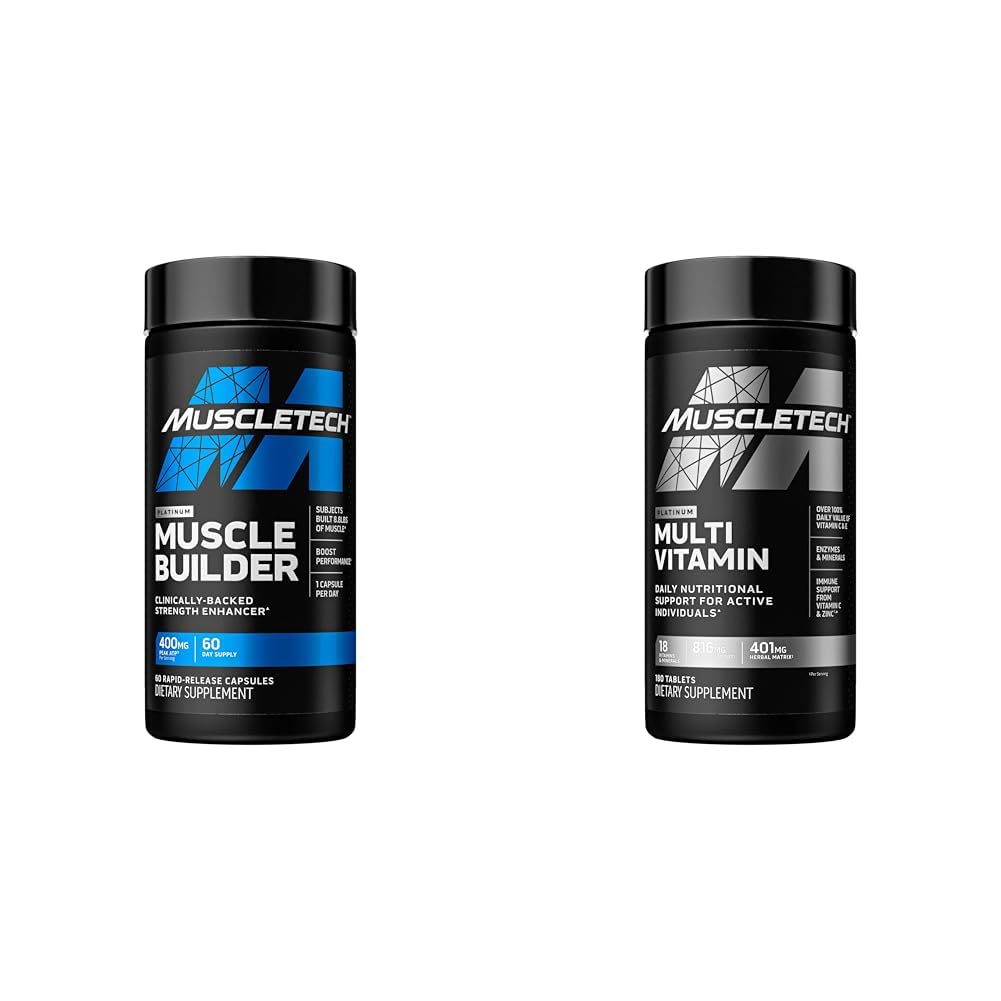 LihasTech Lihas Building & Multivitamiini täydentää Bundle - Typpioksidi Booster ja lihasten Gainer 400 mg huippu ATP, 60 pillereitä & Platinum Multivitamiini, 180 ct