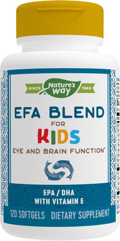 Naturens sätt EFA Blend för barn med vitamin E, stöder ögon och hjärnfunktion *, 120 Softgels