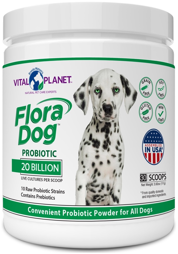 Vital Planet - Flora Dog Probiootti Powder täydentää 20 miljardia kulttuuria ja 10 kanta, High Potency Immuuni-ja digestiivinen tuki Probiootit koirille, 3.92 oz., 111 grams, 30 Servings