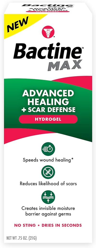 Bactine MAX Advanced Healing Hydrogel kanssa arpi puolustus - nopeampi-parannus & ensiapu Infektiosuoja luonnollisia ainesosia - arpi ehkäisygeeli - 0,75oz