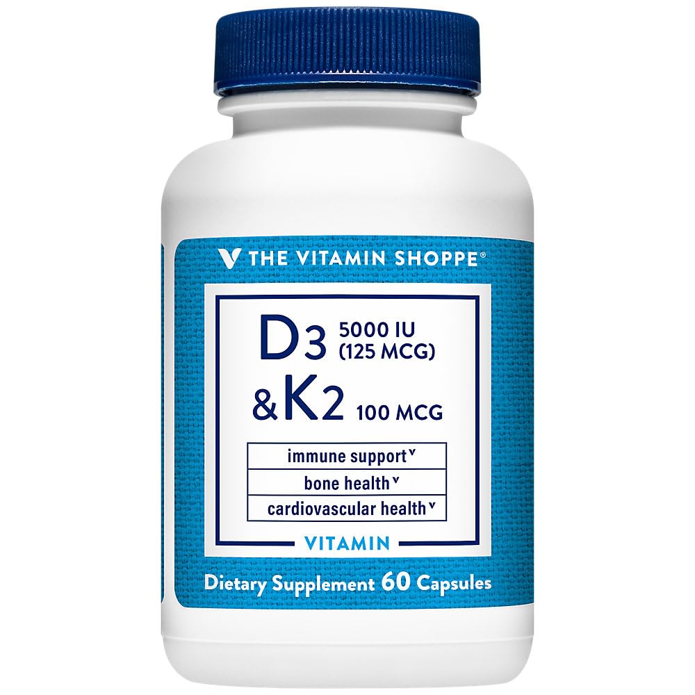 D3- ja K2-vitamiini - Immunosupport & Bone Health - 5 000 IU (60 kapselia)
