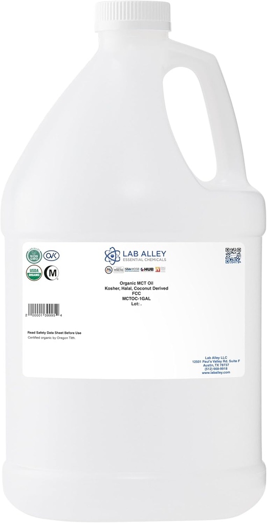 Labor Alley MCT Öljy, USDA Organic Coconut, Kosher Certified, Halal, ei-GMO - 1 Gallon