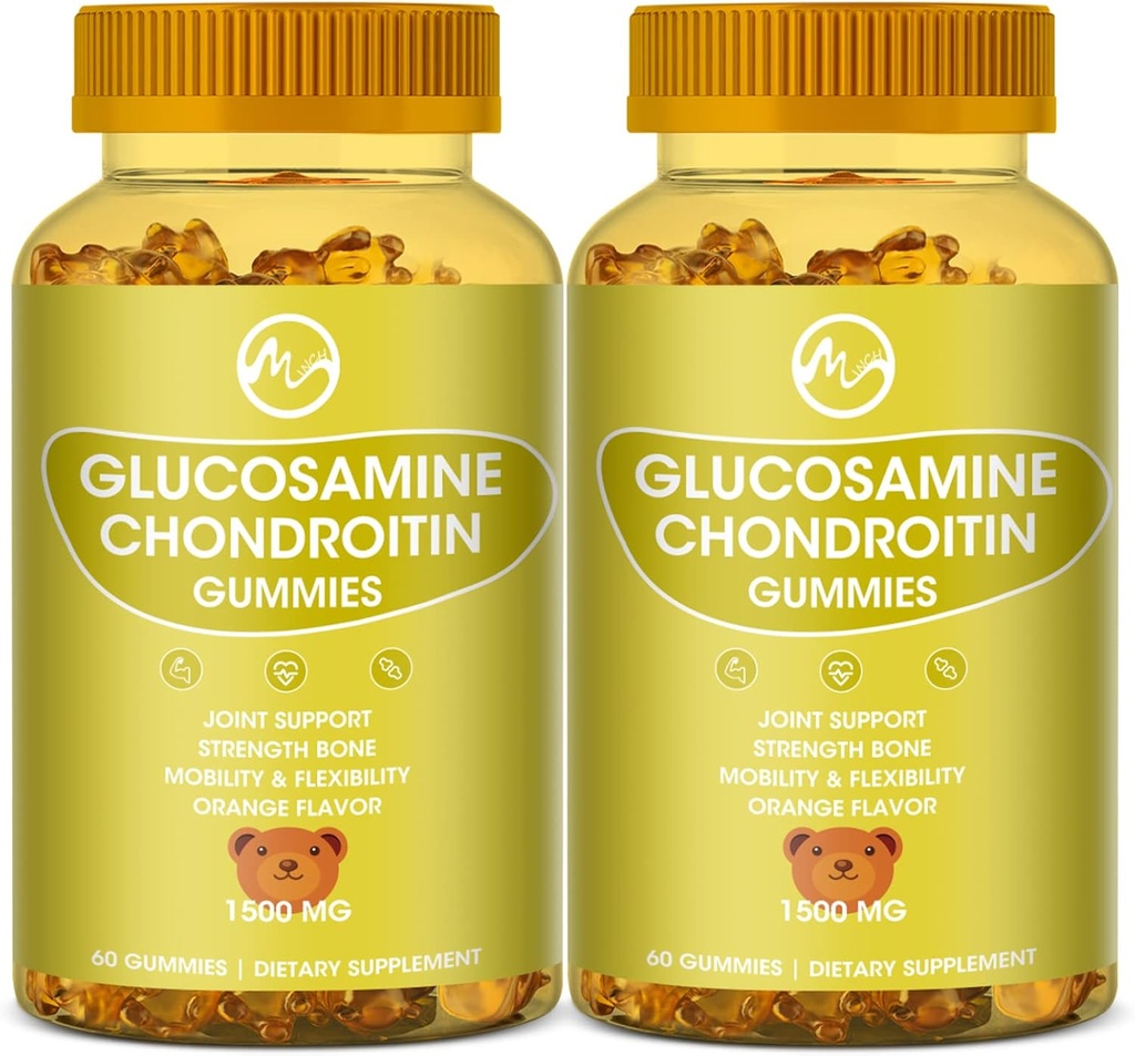 Glukosamiini Chondroitin Gummies MSM - 1500 mg Extra Strength yhteisen tuen, immuuni tuki - aikuisille, miehet & naiset, 60 kreivi, 2 pakkausta