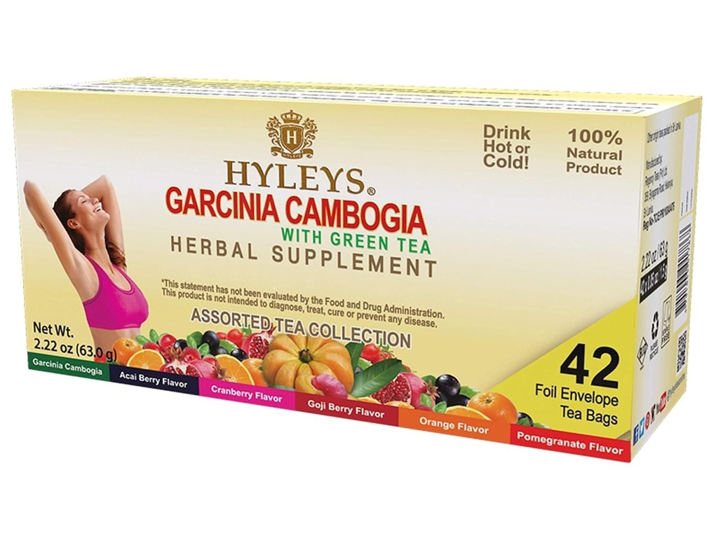 HYLEYS tee Garcinia Cambogia Vihreä tee maustettuja makuja - 42 teepussia (12 pakkaus - 504 teepussia yhteensä)