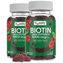 YumVs Biotin Gummies 5000mcg - Luscious Raspberry Flavor - Tjockare snabbare hårtillväxt Gummies för kvinnor eller män - hår, hud och naglar Vitaminer - Hår Gummy - Vegetarian Biotin Supplement (60 Ct., 2pk)