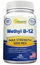 aNeljäsosainen ravitsemus B12-5000 MCG Täydennys Methylcobalamiini (Metyyli B-12) - Max Strength B 12 tuki auttaa lisäämään luonnon energiaa, hyötyä aivojen ja sydämen toiminta - 120 tablettia