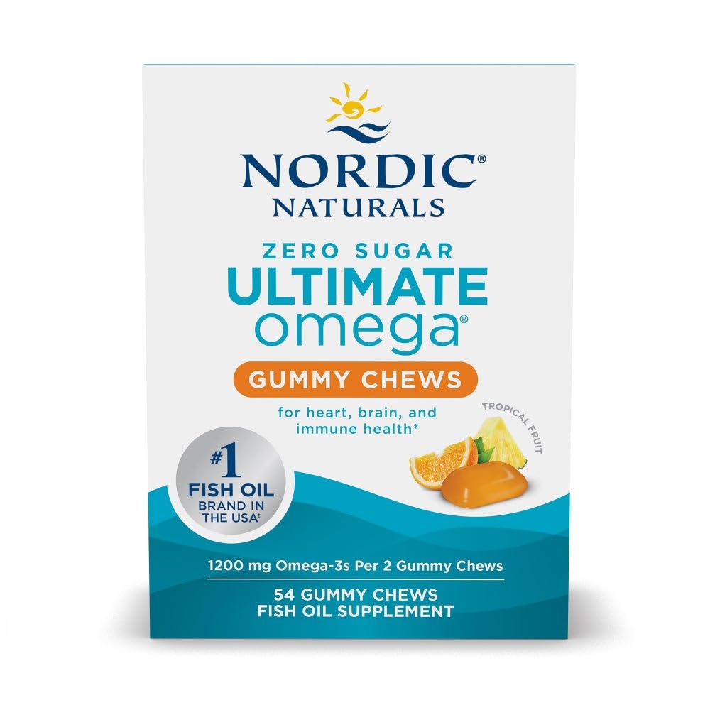 Nordic Naturals Zero Sugar Ultimate Omega Gummy Chews - Tropical Fruit - 54 Gummy Chews - Non GMO - Optimal Wellness - 27 portioner