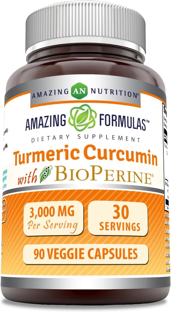 Hämmästyttävä Formula Turmeric Curcumin Bioperine 3000 mg Per Serving 90 Kasviskapselit Supplement 