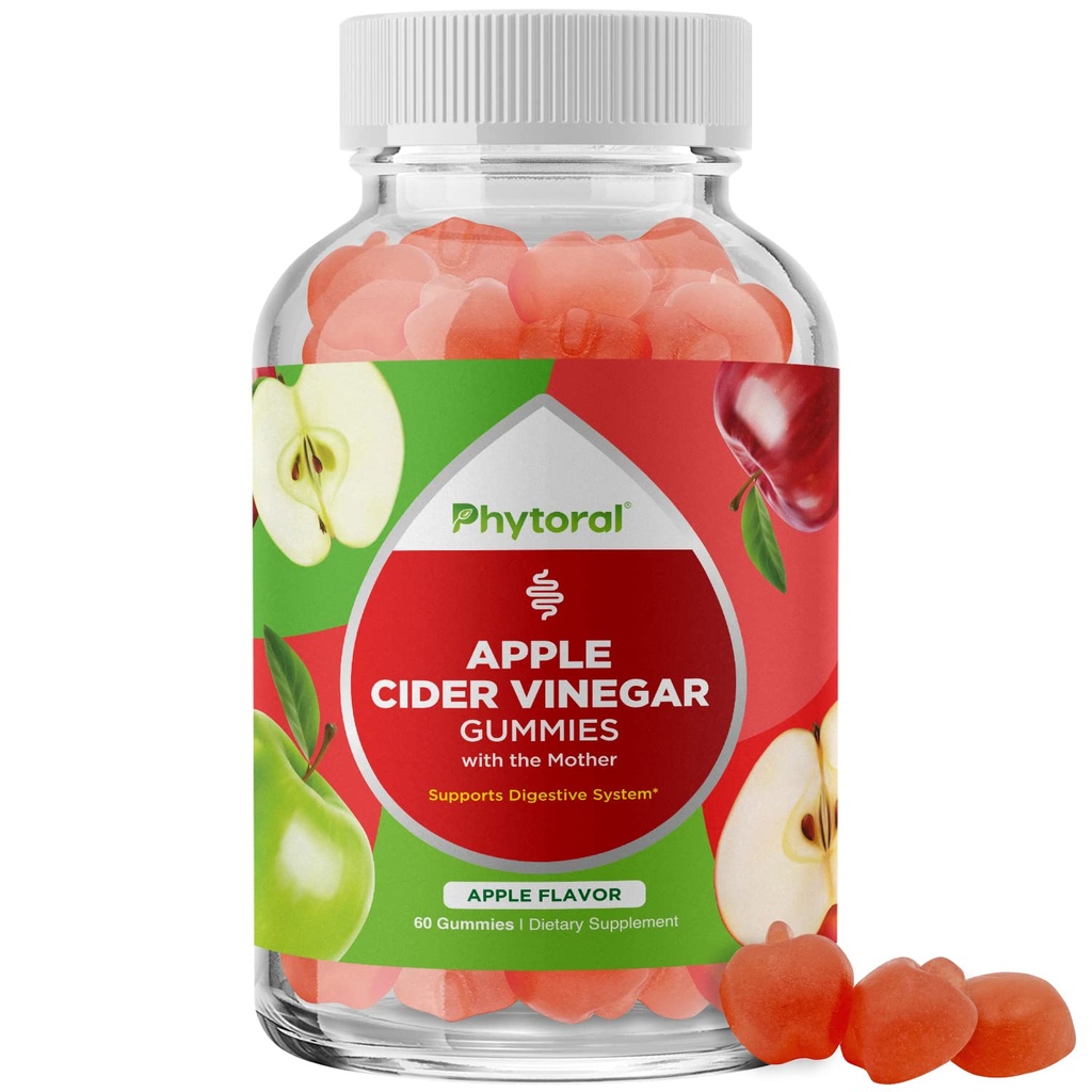 Apple Cider Vinegar Gummies med modern - ACV Gummies med mamma för vuxna för immunsupport Digestion Gut Health and Energy Support Supplement - Apple Cider Vinegar Gummy Vitamins för vuxna