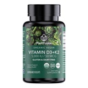 PlantFusion Organic Vegan Vitamin D3 + K2 5,000 IE, 50MCG - Vitamin D Sourced från Plant Based Lichen och Vitamin K2, för Immune Support och Benhälsa - 60 kapslar