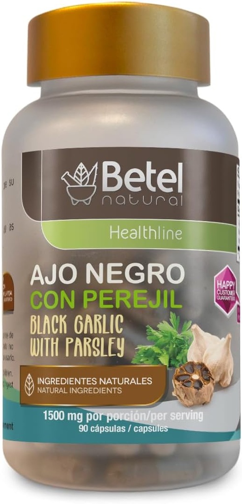Betel Natural AJO Negro con Perejil/Musta valkosipuli persiljalla ja Cayenne kapselit Potent Superfood - 1500 mg por Por Porcion